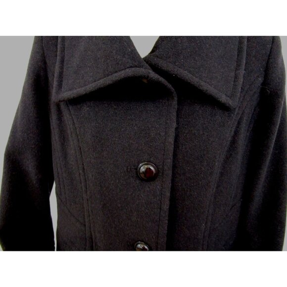 Appleseed's Coat Women Petites Sz 10P Black Wool Blend Button-down Lined Pockets - Picture 4 of 10